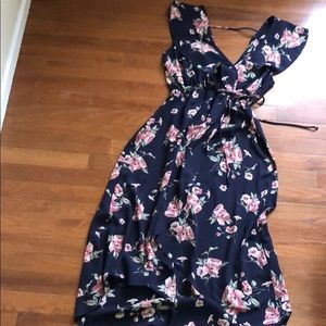 Navy blue floral maxi dress